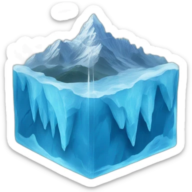 mountains in a blue ice cube sticker