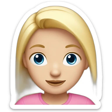 Blond girl with blue eyes and a pink shirt, straight hair sticker