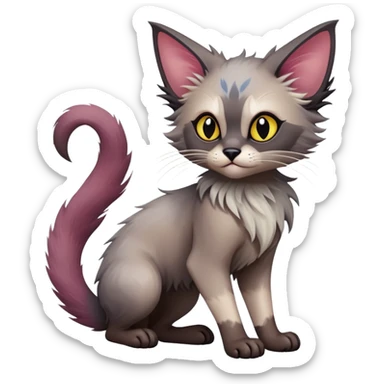 Colorful exotic Fantasy-Ragdoll-Fakémon-Lykoi-feline-hybrid (full body) sticker
