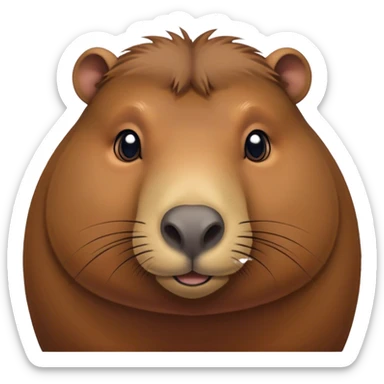 Cinematic Noble Capybara Portrait Emoji, Poised and serene, with a robust, rounded build and a distinctly capybara head featuring a broad, slightly flattened face, short snout and small, rounded ears, covered in soft, earthy fur and gentle, wise eyes, Simplified yet sharp and sophisticated features, highly detailed, glowing with a warm, natural glow, high shine, intelligent and calm, stylized with an air of understated authority, focused and attentive, soft glowing outline, capturing the essence of a watchful and confident capybara guardian that feels as though it could step out of the screen with effortless authority! sticker