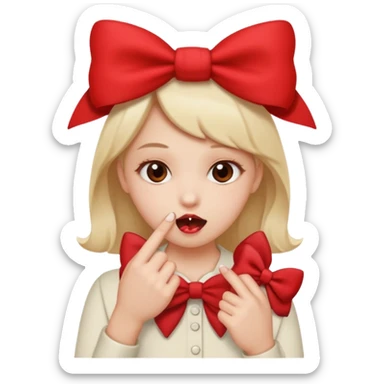 Emoji que se este mordiendo el dedo y que la persona tenga un moño coqueto sticker