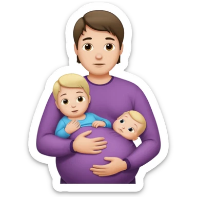 a pregnant man with middle parted hair sticker