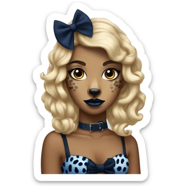 Navy blue Leopard with black lips and bow looking sassy sticker