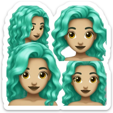 Pisces mermaid Turquoise hair sticker