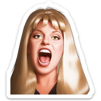 blonde girl open mouth parody sticker