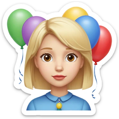 Birthday girl with blond hair and ballons sticker