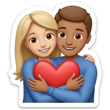 two people hugging with hearts sticker