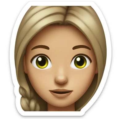 realistic portrait of tan girl with green eyes long brown hair sticker