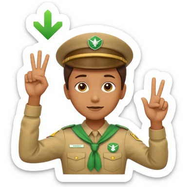 “Emoji-style person in a scout uniform making a balancing gesture with both hands. One hand holds a red cross (not allowed), the other a green checkmark (allowed). Thoughtful expression, simple clean emoji design, centered, transparent background.” sticker