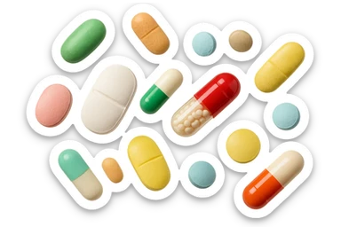 pillole farmaci fluttuano in aria sticker