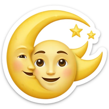 crescent moon with a face sticker