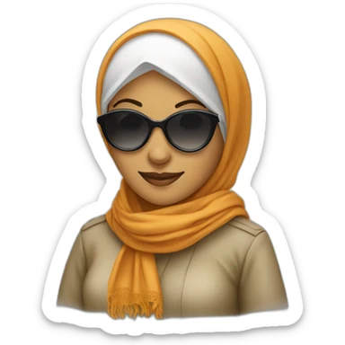 A women Who is wearing sunglasses and an islamic scarf sticker