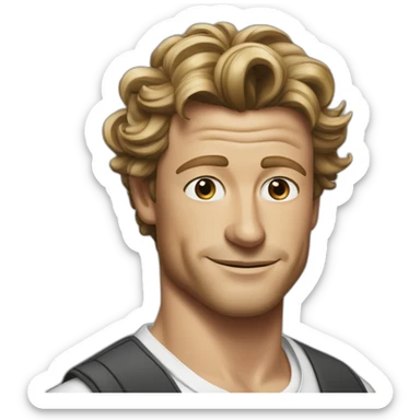 Simon Baker weeding a black girl brown eyes and sblack hair in a bun sticker