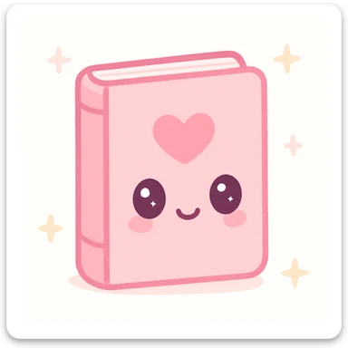 a single pink book with a heart on the cover, cute style sticker