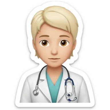 androgynous medium tone skin physician sticker