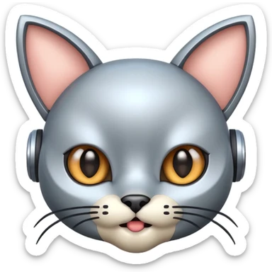 robot looking surprised with cat ears and looks funny sticker