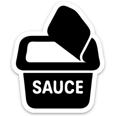 A sauce in a fast food packaging with a green background sticker