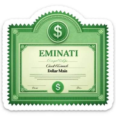 dollar certificate sticker