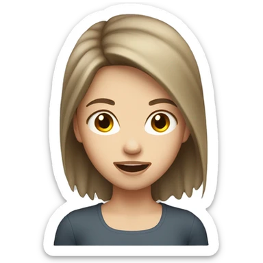 Girl with white skin and brown hair, side profile with mouth open sticker