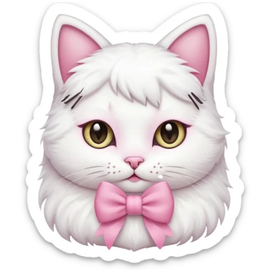 A cute cat with a pink bow sticker