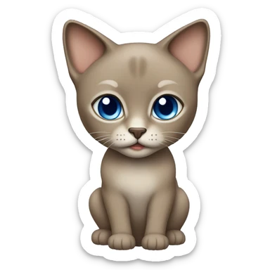 Dark Brown face - beige body female thai cat with blue eyes  sticker