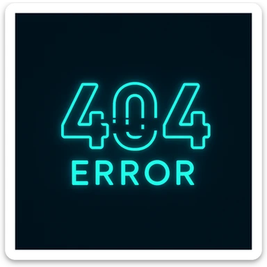 minimal animated emoji of '404 error' with numbers glitching and briefly disappearing then reappearing with neon glow, modern style with bold lines and dark palette, smooth looping animation for Telegram use sticker
