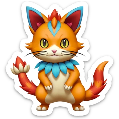 Sprigatito-Floragato-Meowscarada-Torracat-Pokémon-Fakémon-hybrid-fusion-creature (full body) sticker