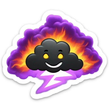 Black cloud with a purple Lightning and fire  sticker