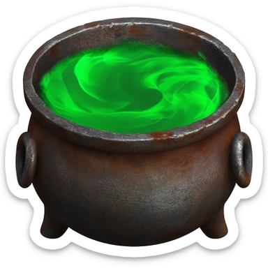 Cauldron with green smoking liquid sticker