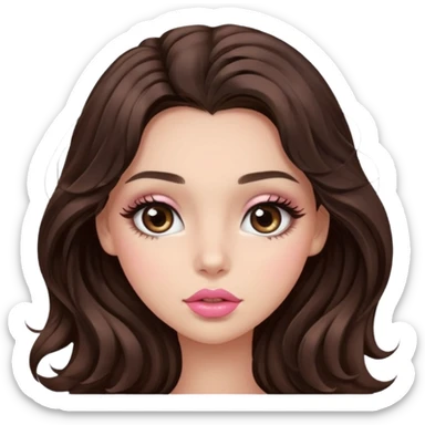 big brown eye very long lashes wavy dark brown hair wheat skin beautiful kissed girl  sticker