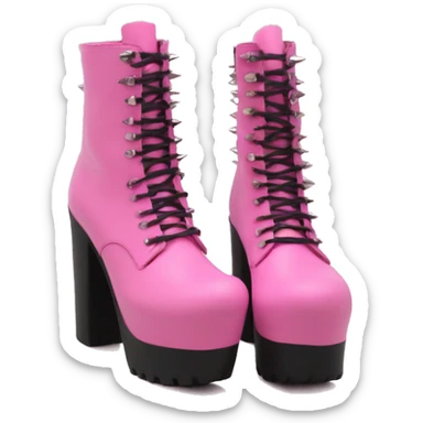  platform boots pink with spikes on heel sticker