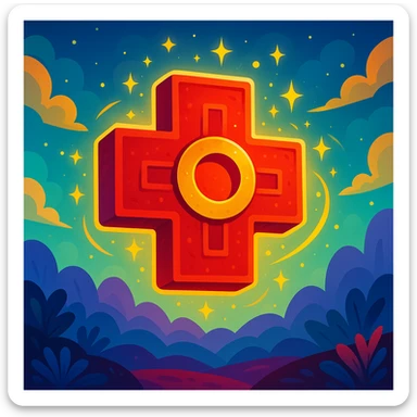 Chakana Andean cross in Disney style, vibrant, magical, red color sticker