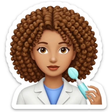 Mulher fazendo Skincare cacheada sticker