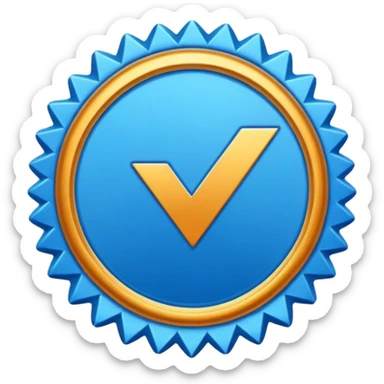 blue tick verification badge on a circular shape with zigzag edges sticker