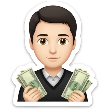 A man with a lot of money and short hair sticker