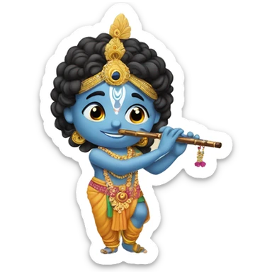 lord krishna playing flute sticker