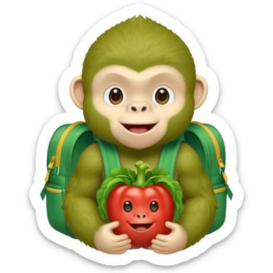 A green gorilla that loves vegetables and is part of a kindergarten named banban's kindergarten sticker