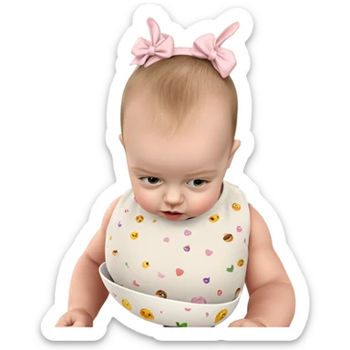 baby girl with bowl indoors sticker