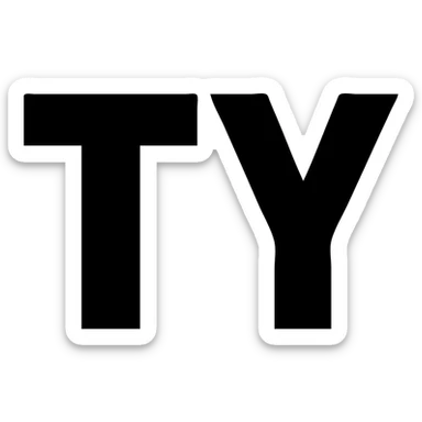 big bold black TY letters in professional sans-serif font filling entire image on white background no additional design elements sticker