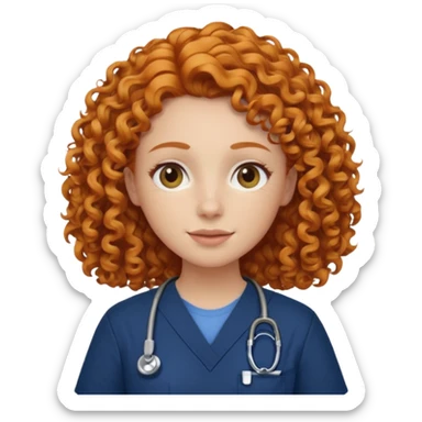 a ginger curly hair vet woman with navy blue scrub

 sticker