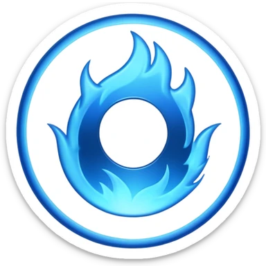 A minimalist CD disc with a subtle blue fire design, emoji style, blue fire. sticker