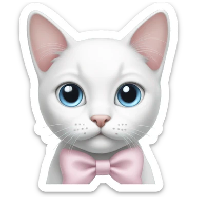 White cat light pink bow light blue eyes  sticker