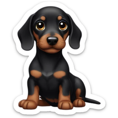 baby black sausage dog sticker