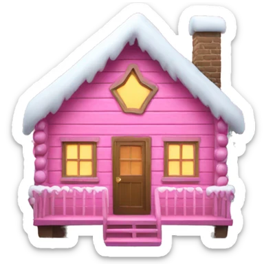 Pink Christmas cabin sticker