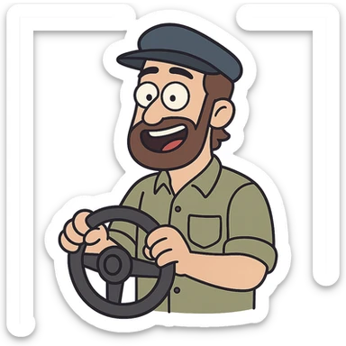 driver icon in western cartoon flat toon style sticker