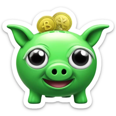 alien green piggy bank money  sticker
