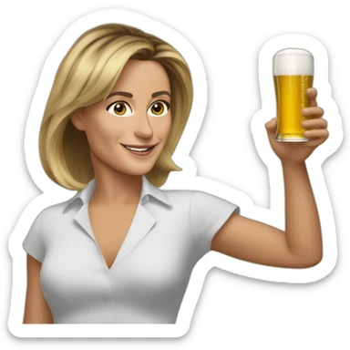 Emanuelle macron entrain de boire une bière sticker
