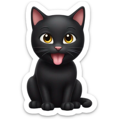 Cheeky Black cat sticking tongue and winking sticker
