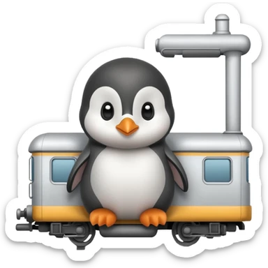 Baby penguin sitting in a train sticker