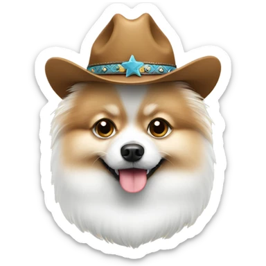 White Pomeranian with hat cowboy sticker